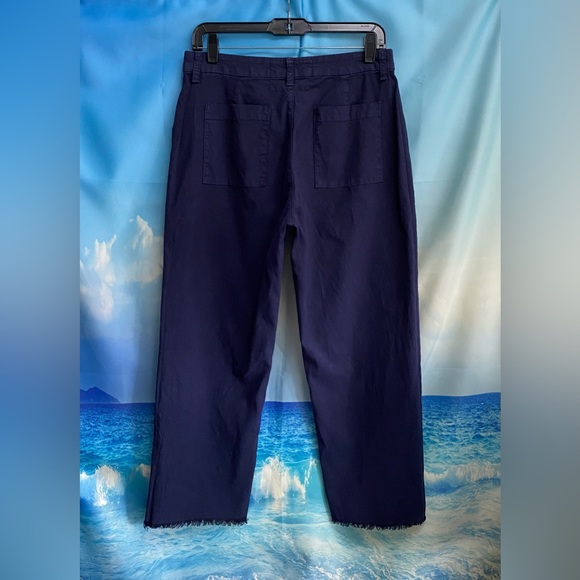 Frank & Eileen Kinsale Performance Cotton Linen Crop Pants Size: 8 Navy - Picture 10 of 16